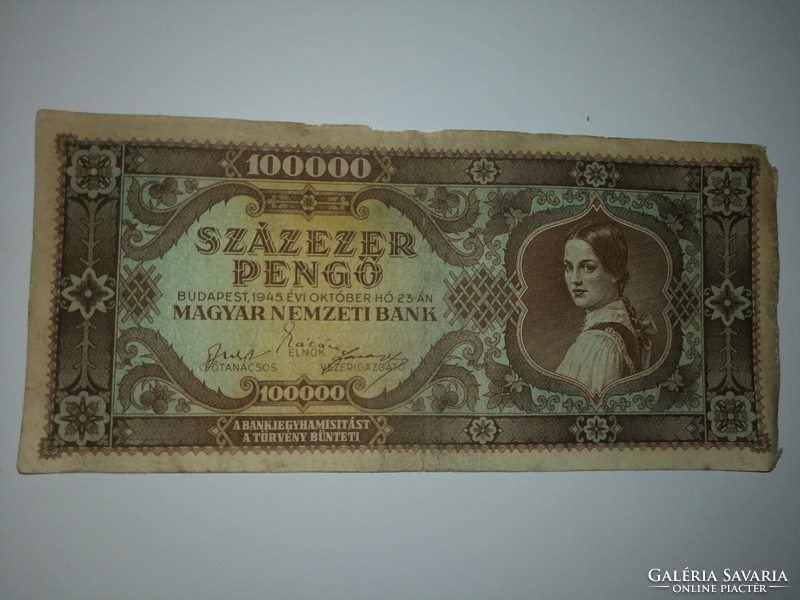 4 db Százezer pengő 1945,sérült