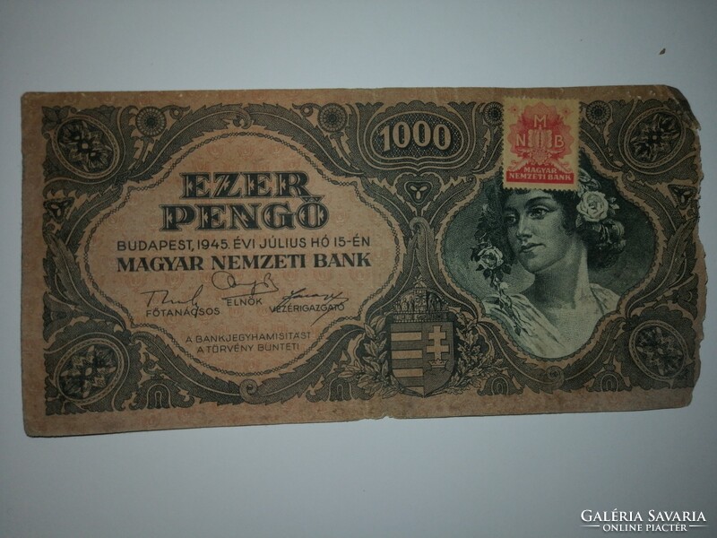 3 db Ezer pengő 1945, sérült