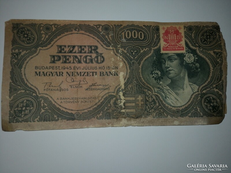 3 db Ezer pengő 1945 sérült