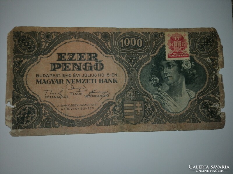 3 db Ezer pengő 1945 sérült