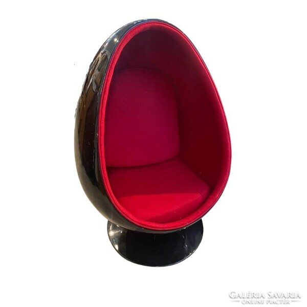 Poltrona Ball Chair 1963 utáni - fekete-piros kúp forma III B00343