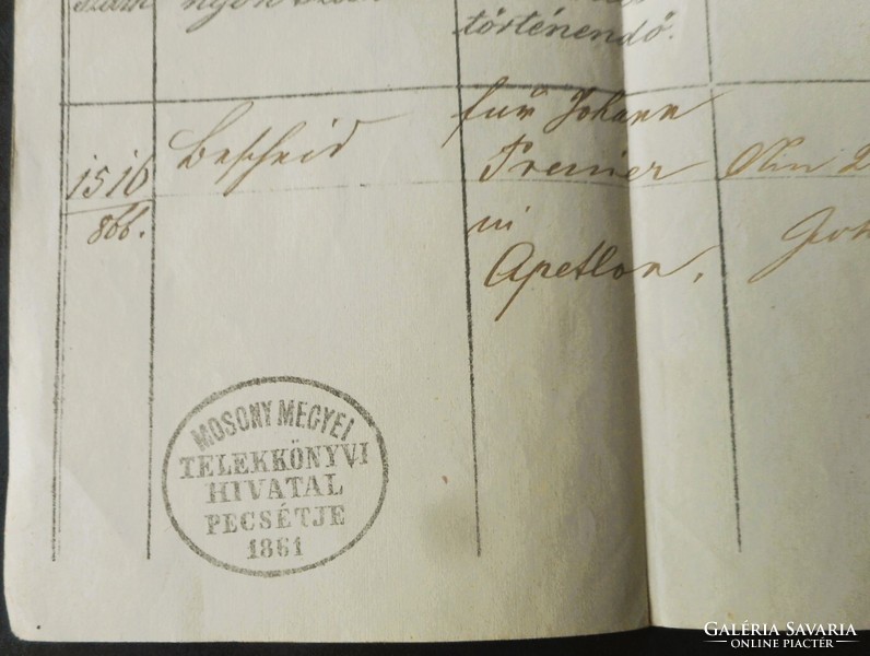 2 db antik kézbesítési ív (Moson megye 1866, Baja 1885)