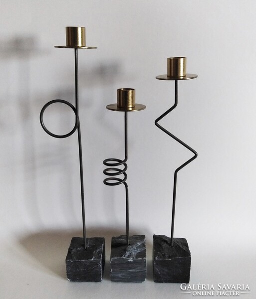Ehlen Johansson 3 darabos pop-art/posztmodern Kräsen gyertyatartó készlet IKEA 1987