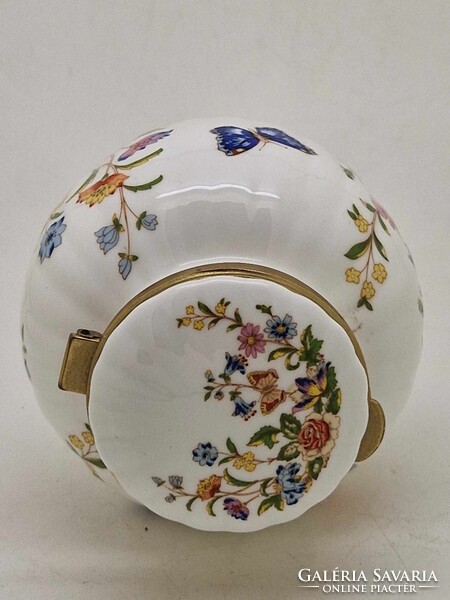 Angol Aynsley porcelán virágos tároló doboz pillangóval 10cm