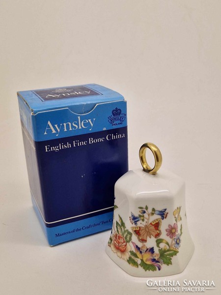 Angol Aynsley porcelán virágos csengő dobozban 9cm Cottage Garden