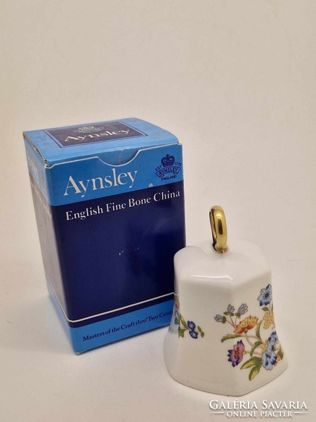 Angol Aynsley porcelán virágos csengő dobozban 9cm Cottage Garden