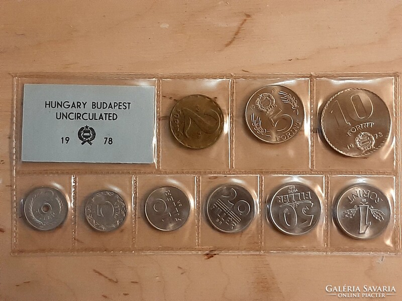 Magyar pénzforgalmi sorozat 1978 originált tokban ritka 1 és 10 forintos