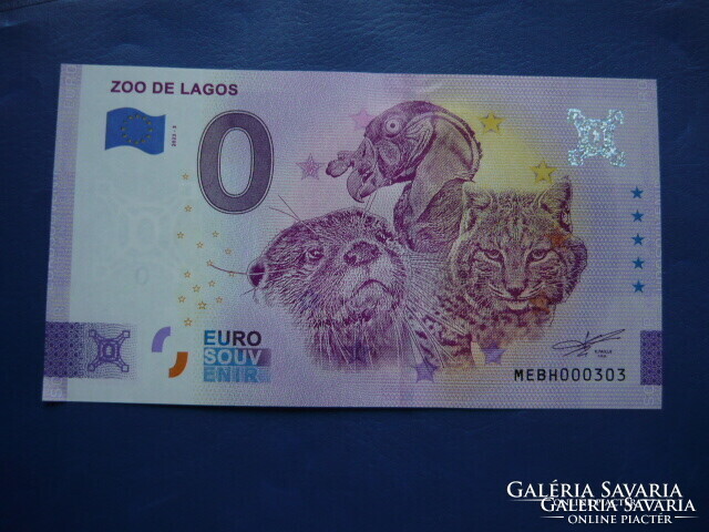 PORTUGÁLIA 0 EURO 2023 ZOO LAGOS! VIDRA VADMACSKA PULYKA! RITKA EMLÉK PAPÍRPÉNZ! UNC!