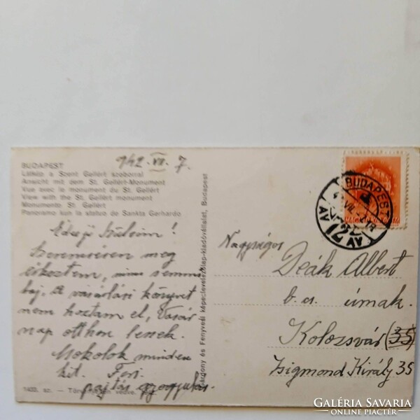 D203991 Budapest 4 db régi képeslap  küldve - Nagyág(Hunyad) Kolozsvár, Déva 1917-1940