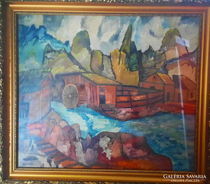 Balázs János: Vízimalom (﻿méret: 68x58 cm - keret nélkül)