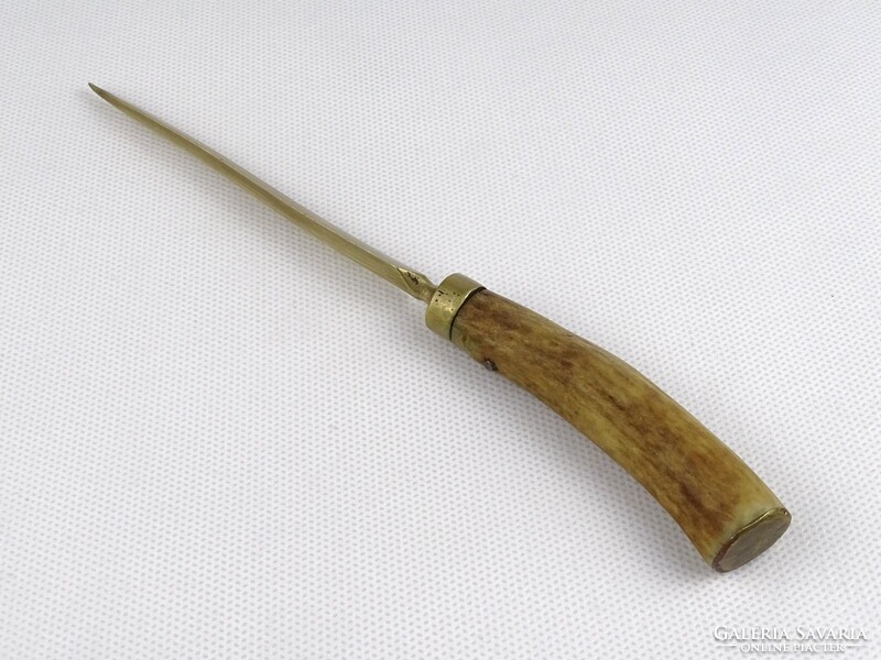 1S585 Régi vadász agancs levélnyitó kés 19.5 cm