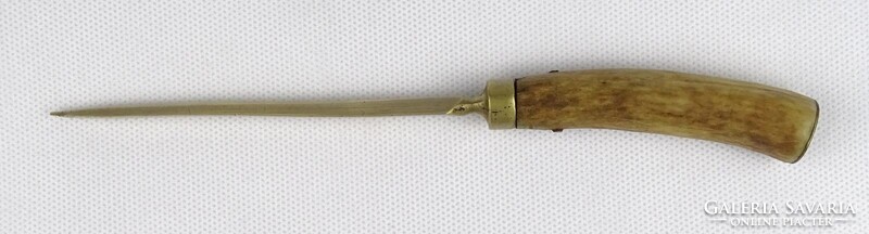 1S585 Régi vadász agancs levélnyitó kés 19.5 cm