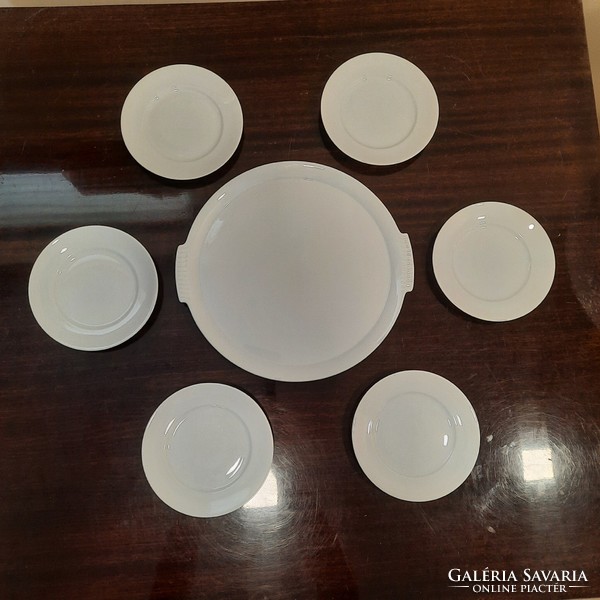 Fehér Herendi porcelán süteményes, desszertes készlet