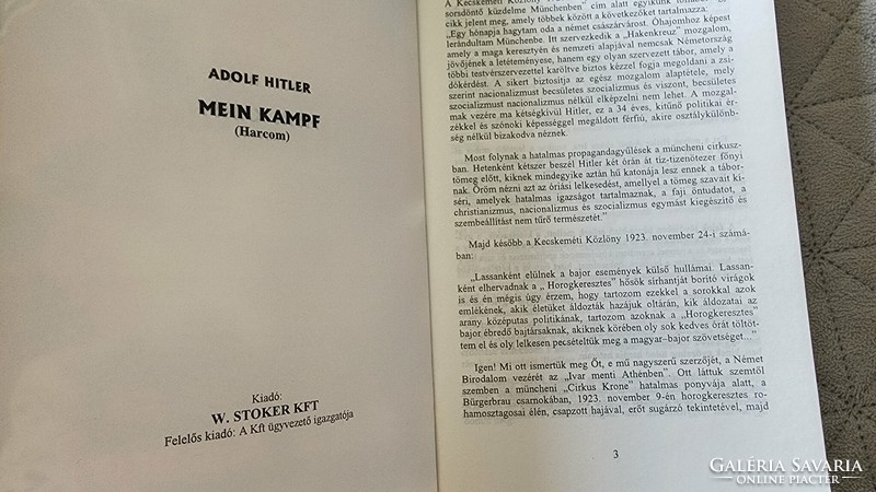 ADOLF HITLER : MEIN KAMPF HARCOM MAGYAR NYELV Történelmi dokumentumok 1997