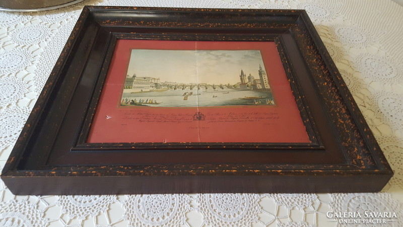 Szép fa képkeret,nyomattal 45.5x40.5cm.