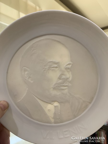 Ritkasàg!!! Herendi litofàn fali dísztányér,falitányér, plakett Lenin arcképével 19 cm átmérővel