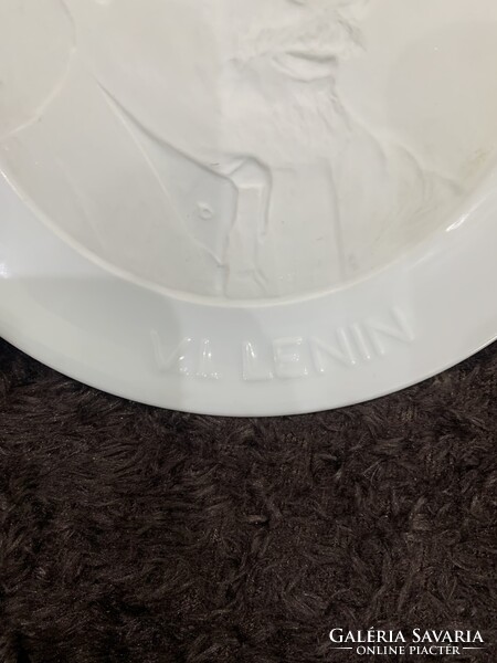 Ritkasàg!!! Herendi litofàn fali dísztányér,falitányér, plakett Lenin arcképével 19 cm átmérővel