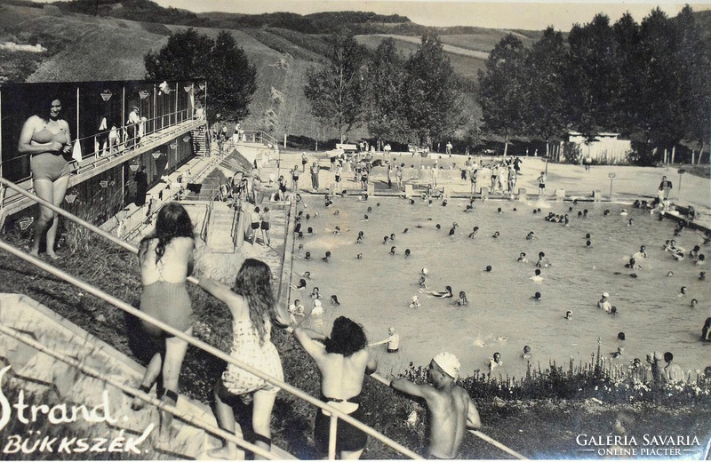 Bükkszék Strand - Fürdőzők- jó fotó képeslap  Sztanek Ede Pásztó fényképezte 1948ban