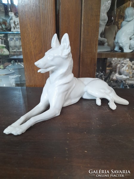 Alt Német,Germany Nymphenburg Karner Fehér Porcelán Kutya Figura.25 cm.
