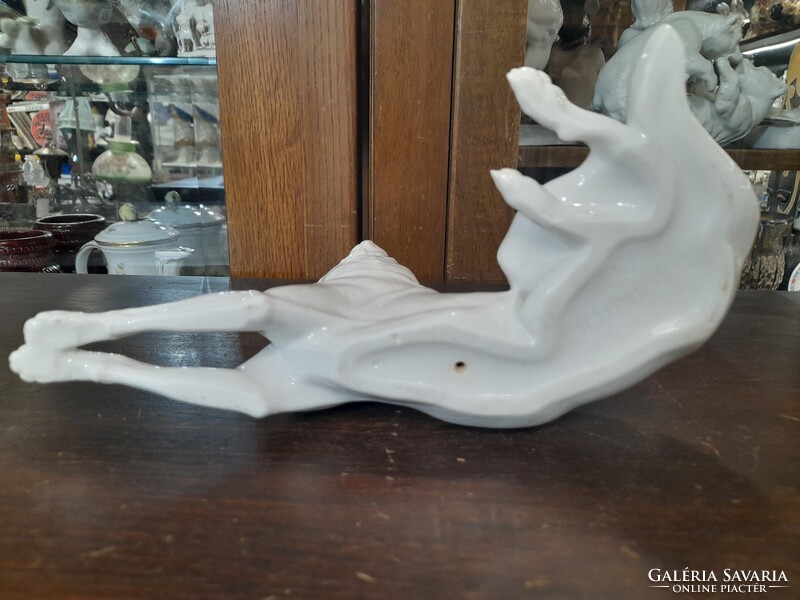 Alt Német,Germany Nymphenburg Karner Fehér Porcelán Kutya Figura.25 cm.
