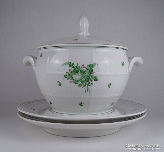 1S806 Antique OEPIAG large porcelain soup bowls and saucers