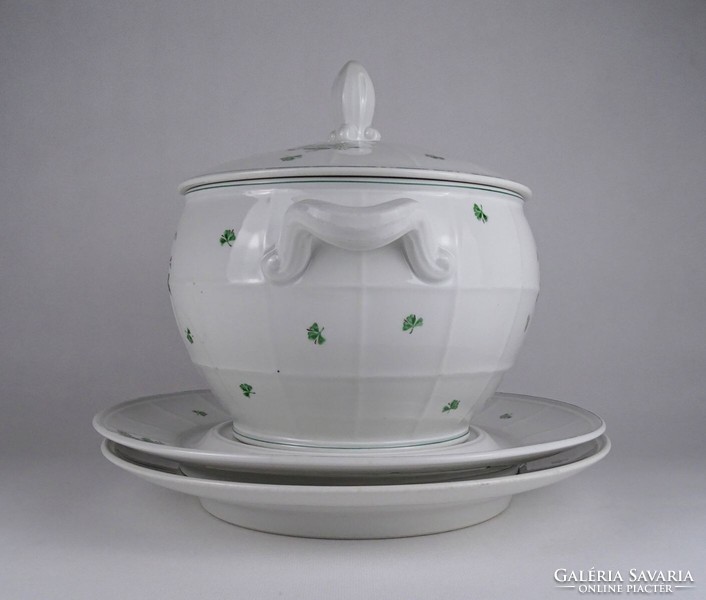 1S806 Antique OEPIAG large porcelain soup bowls and saucers