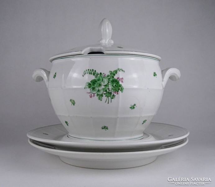 1S806 Antique OEPIAG large porcelain soup bowls and saucers