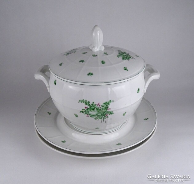 1S806 Antique OEPIAG large porcelain soup bowls and saucers