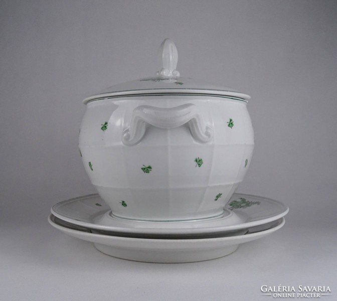 1S806 Antique OEPIAG large porcelain soup bowls and saucers