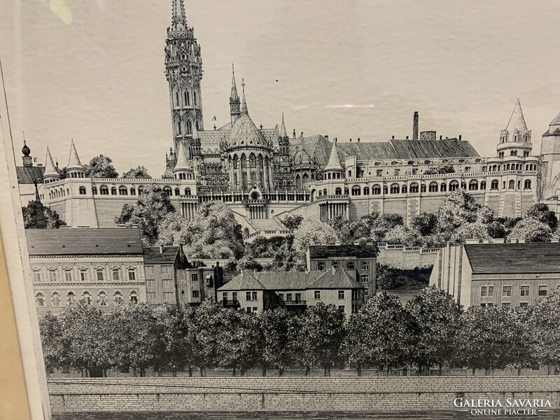 Rékassy Csaba (1937-1989): Buda víziváros 1972 rézkarc, Művészileg ellenőrizve, képcsarnokos keret