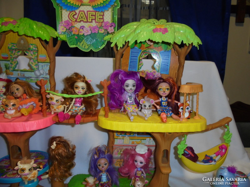 Enchantimals dzsungel kávézó játék és baba+állat szettek - együtt