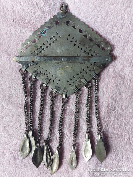 Iszlám tekke turkomen amulet-medál 19 sz (ezüst-réz)