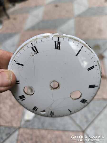 Antik 2 felhúzós zománc szàmlap feles ütős Biedermeier asztali óra kandalló óra szàmlap  kb 10 cm