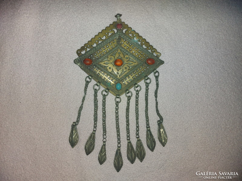 Iszlám tekke turkomen amulet-medál 19 sz (ezüst-réz)