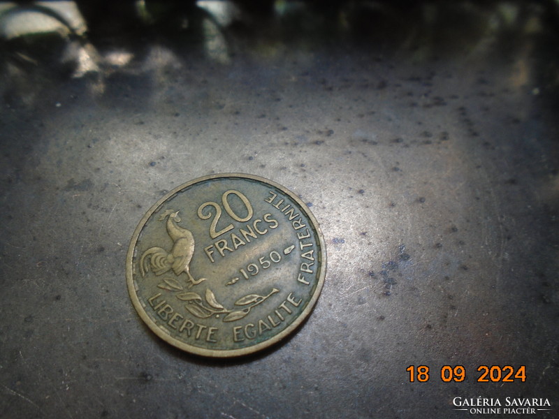 10 Frank,Franciaország,1950,Guiraud metszete,állat kakas,aluminium-bronz