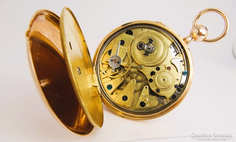 RITKASÁG ,BREGUET NEGYEDÜTŐS 14K ARANY ZSEBÓRA, 1830-35