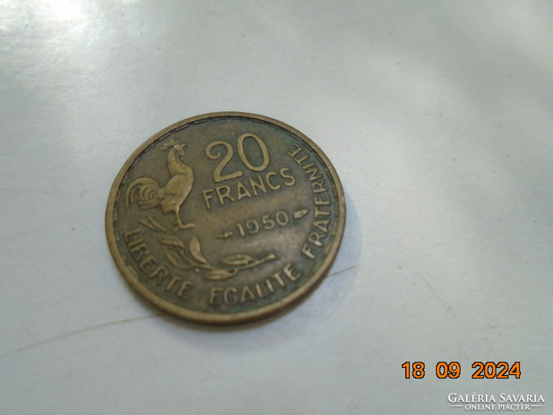 10 Frank,Franciaország,1950,Guiraud metszete,állat kakas,aluminium-bronz