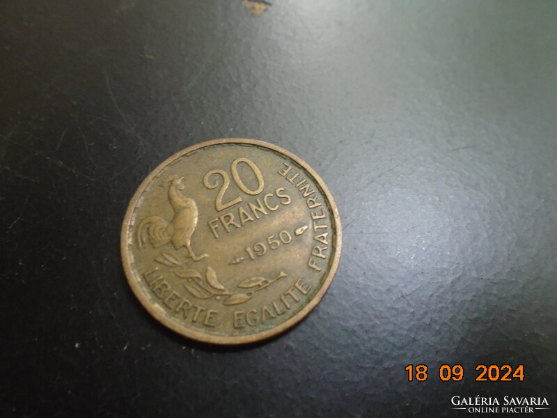 10 Frank,Franciaország,1950,Guiraud metszete,állat kakas,aluminium-bronz