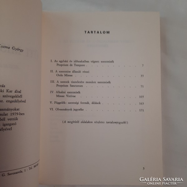 Kozma György: Úti misekönyv    Zsinati Bizottság Róma 1982