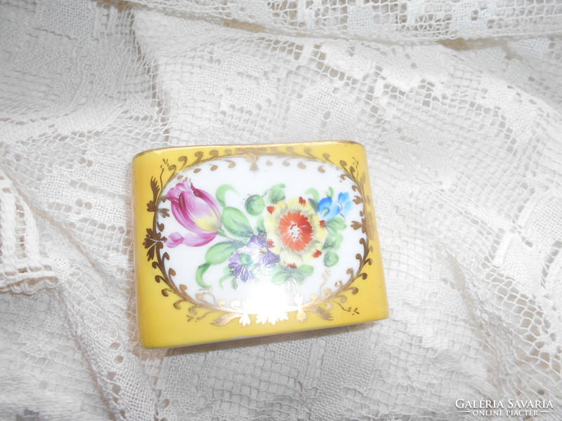 Kézzel festett Herendi ritka fond  virág mintás porcelán cigaretta kínáló1940 év