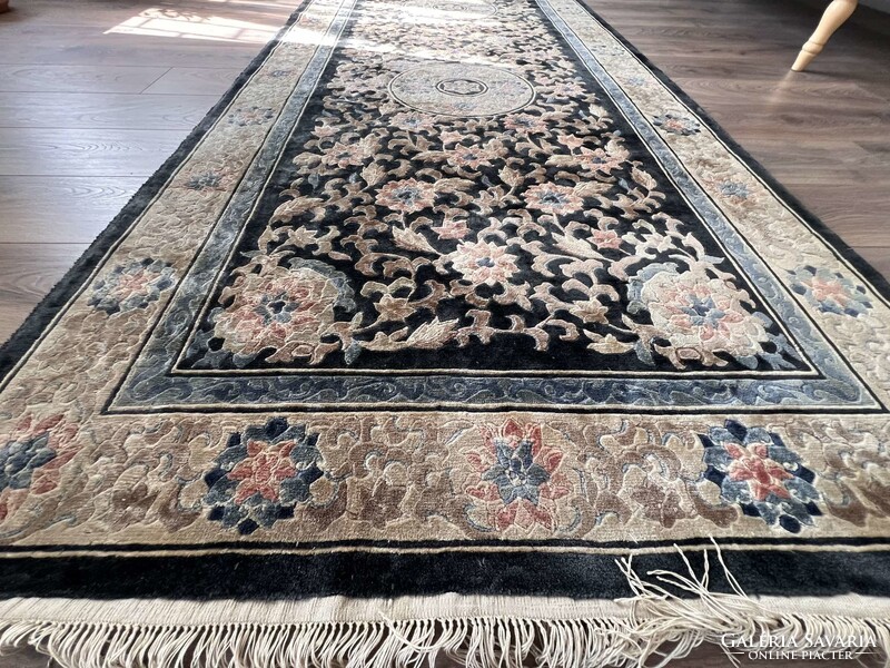 Gyönyörű egyedi bambuszselyem szőnyeg 120x400 különleges, ritka darab