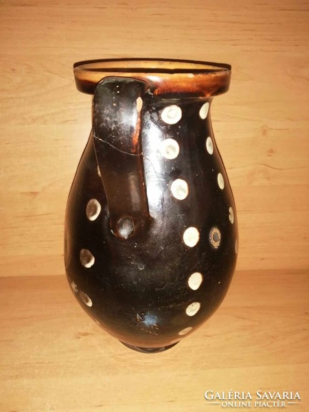 Antik mázas pöttyös szilke köcsög - 26 cm magas