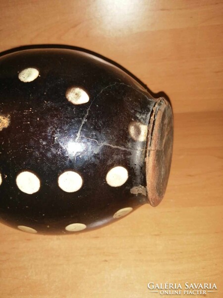 Antik mázas pöttyös szilke köcsög - 26 cm magas