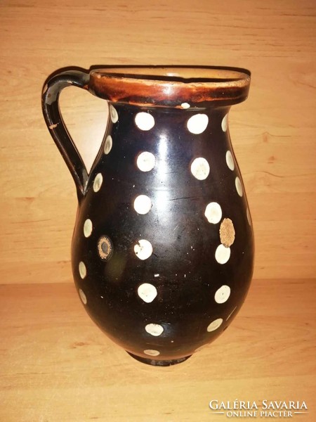 Antik mázas pöttyös szilke köcsög - 26 cm magas