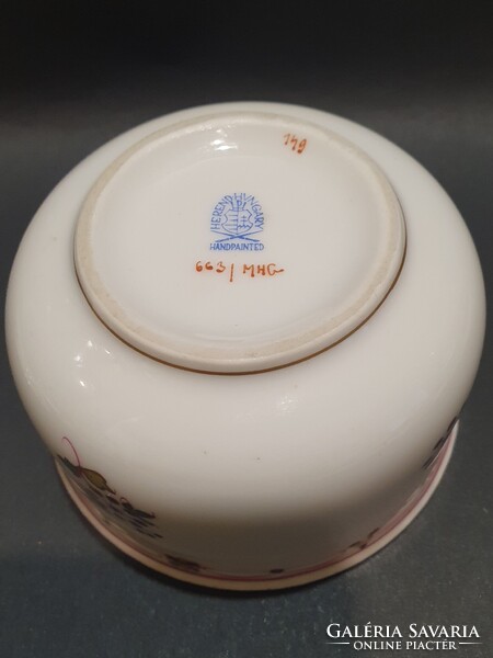 Herendi MHG porcelán bonbonier cukortartó aranykontúrral festve