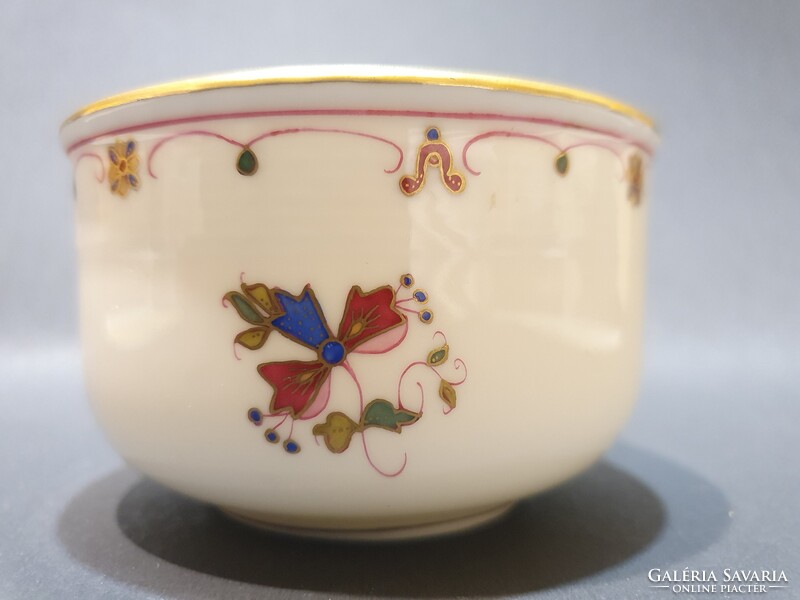 Herendi MHG porcelán bonbonier cukortartó aranykontúrral festve