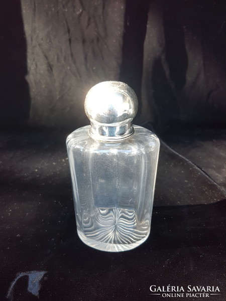 Art Deco, ezüst szerelékes és kupakos parfűmös üveg