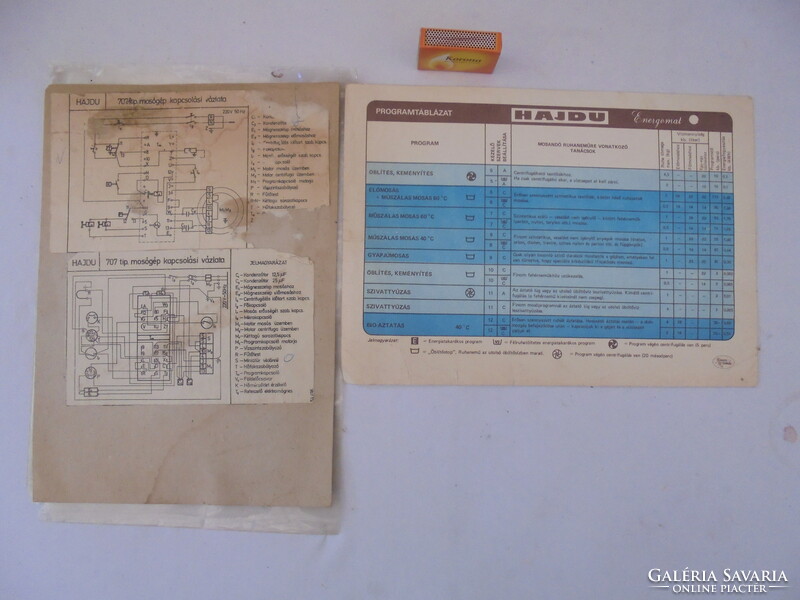 Retro Hajdú Energomat automata mosógép használati utasítása és kapcsolási vázlata  együtt
