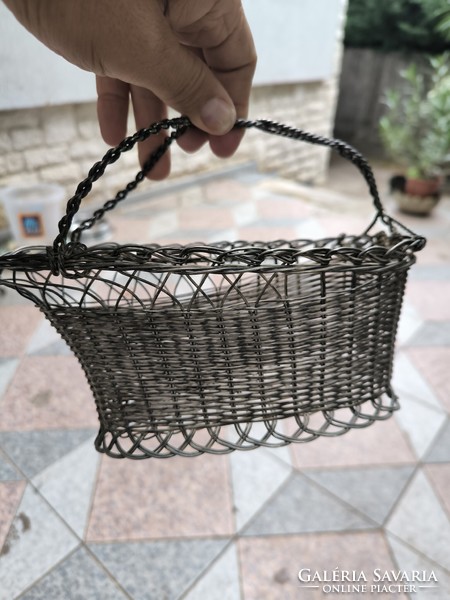 Ital kínáló fonott fémből kézimunka ezüst jellegű ezüstözött