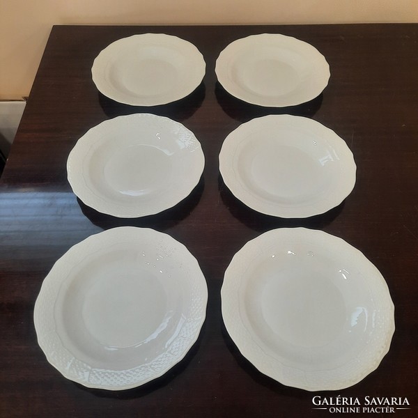 6 db Fehér Herendi porcelán süteményes, desszertes tányér készlet
